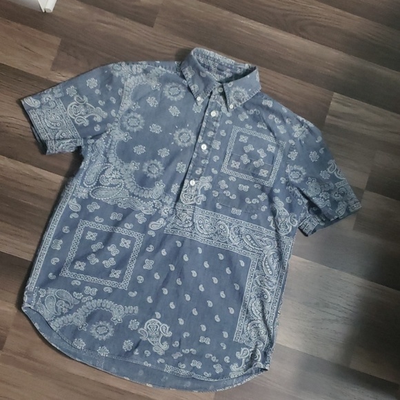 ralph lauren blue bandana shirt